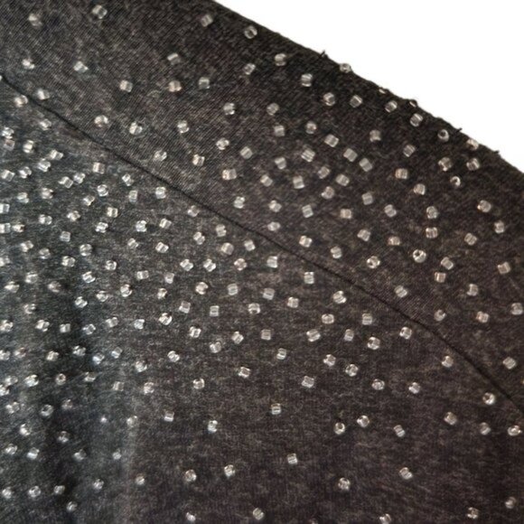 Eileen Fisher Beaded Charcoal Black Cowl Neck Top Tee size M Medium - Picture 5 of 10
